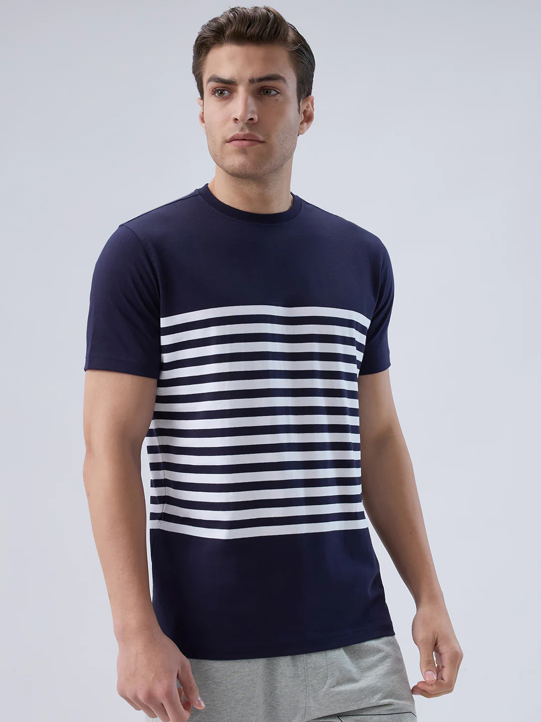 Park Avenue Men Blue Cotton T-shirt - Image 2