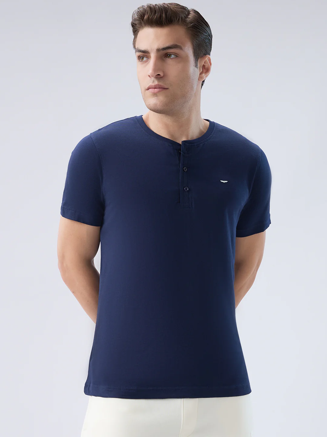 Park Avenue Men Blue Cotton T-Shirt