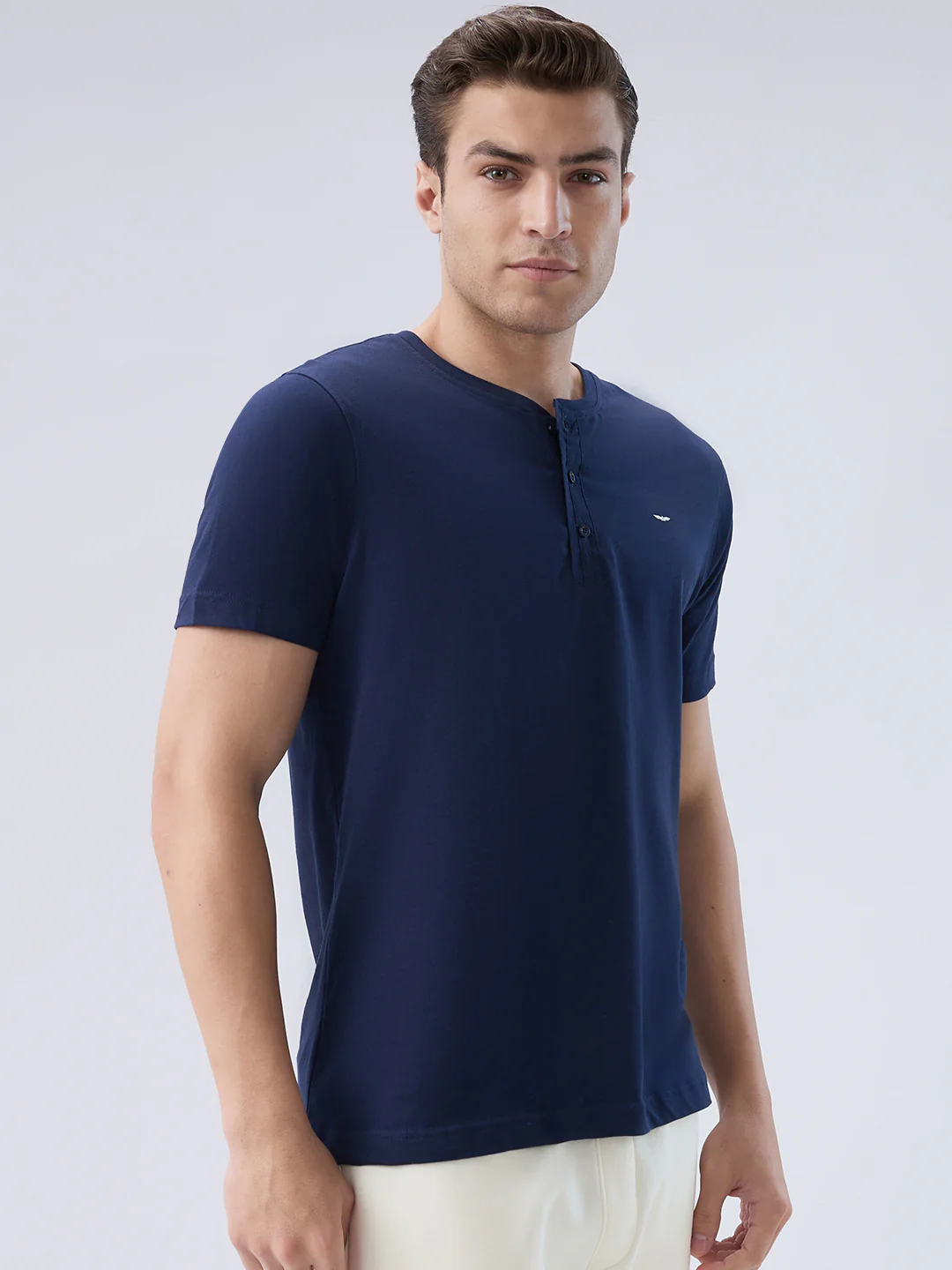 Park Avenue Men Blue Cotton T-Shirt - Image 2
