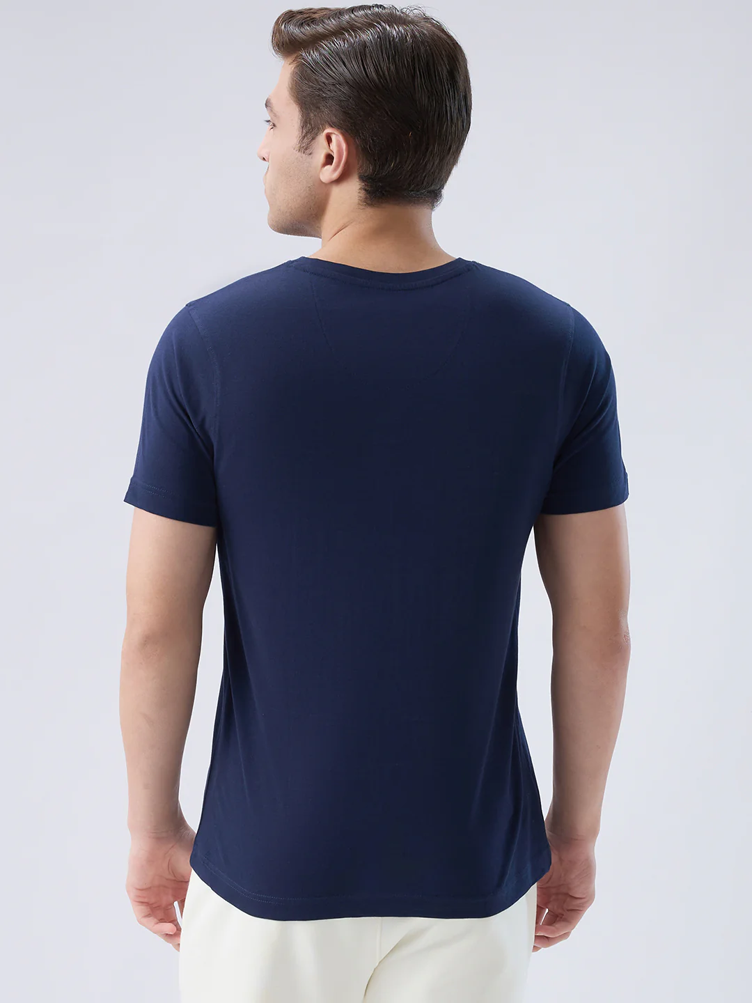 Park Avenue Men Blue Cotton T-Shirt - Image 4