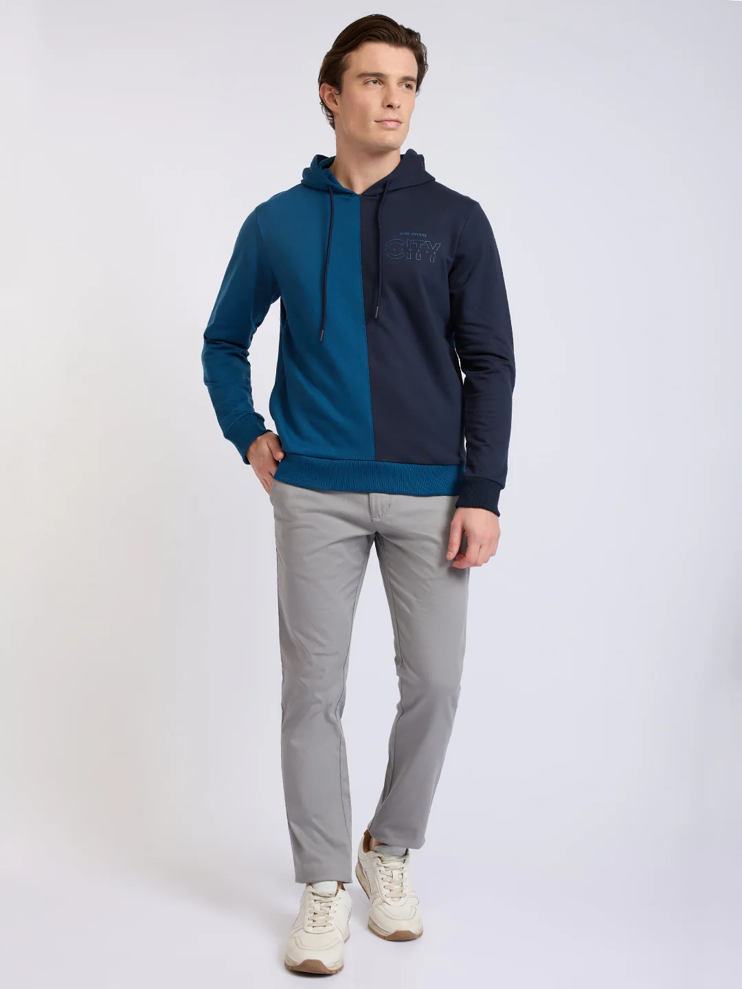 Park Avenue Men Blue Cut & Sew Slim Fit Cotton Blend Sweatshirt - Image 5