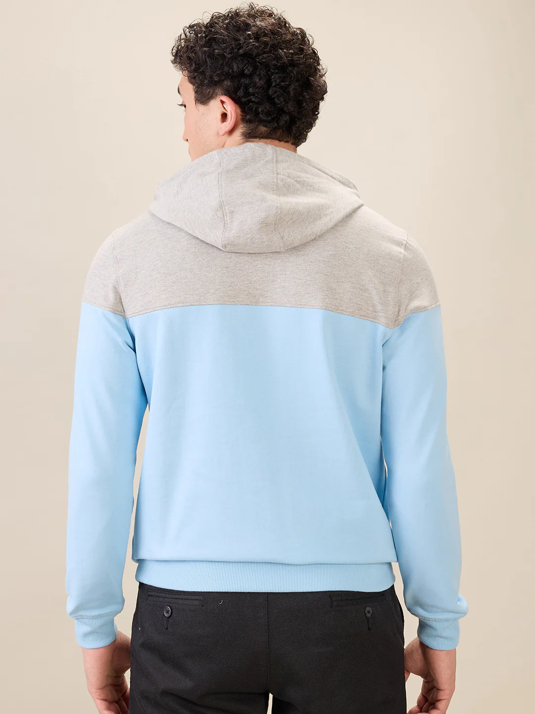 Park Avenue Men Blue Cut & Sew Slim Fit Cotton Blend Sweatshirt - Image 4