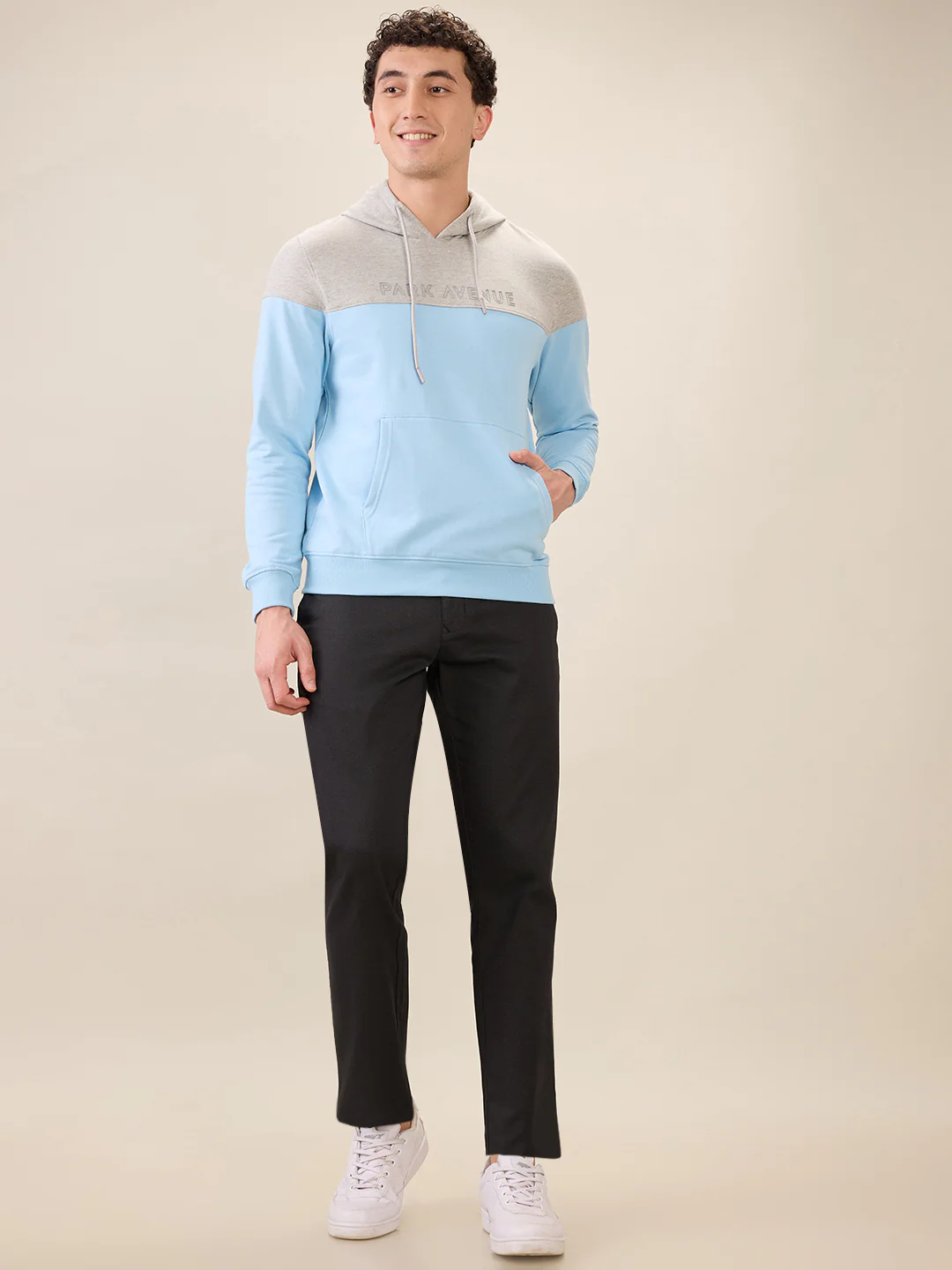 Park Avenue Men Blue Cut & Sew Slim Fit Cotton Blend Sweatshirt - Image 5