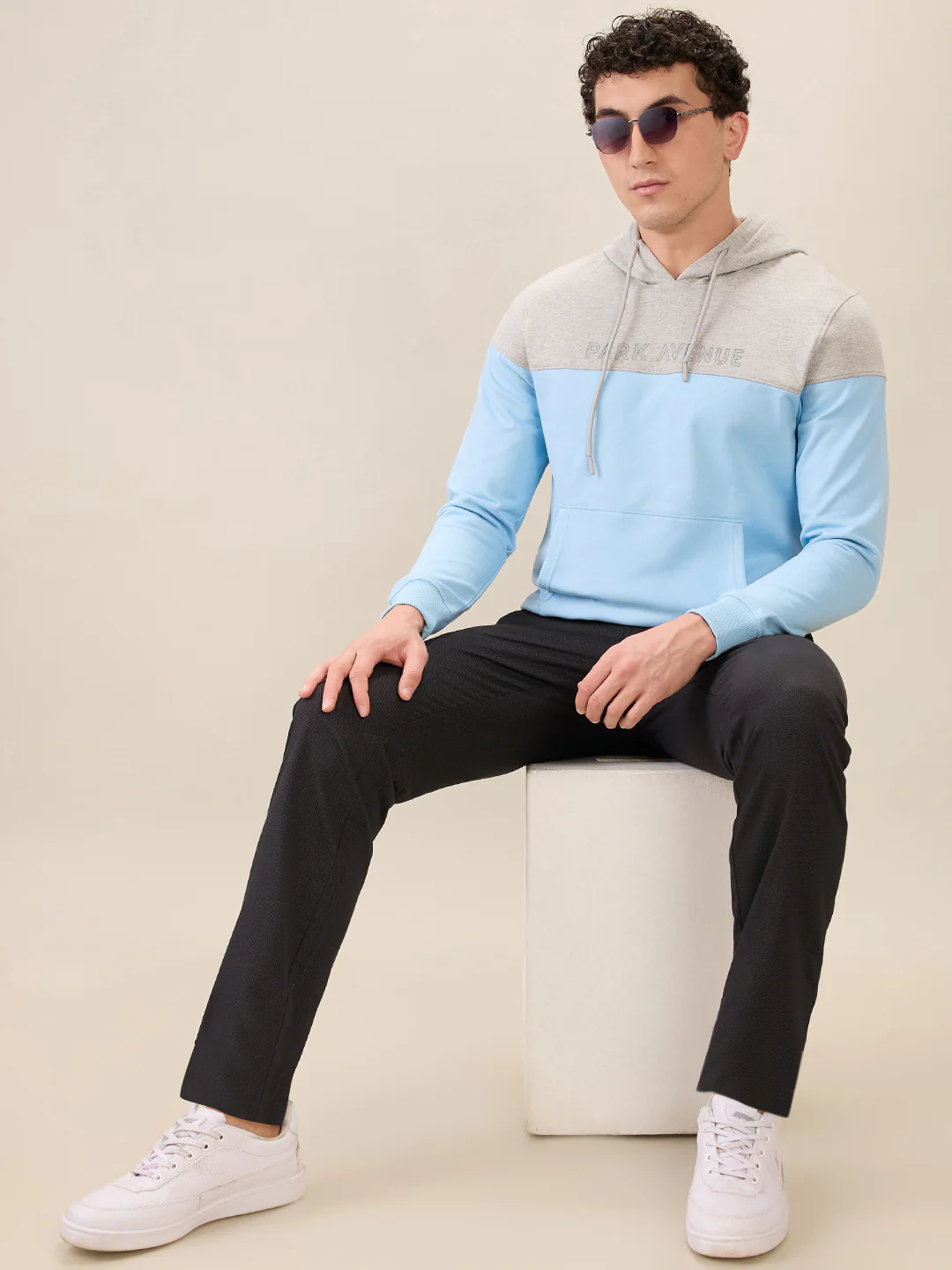 Park Avenue Men Blue Cut & Sew Slim Fit Cotton Blend Sweatshirt - Image 7