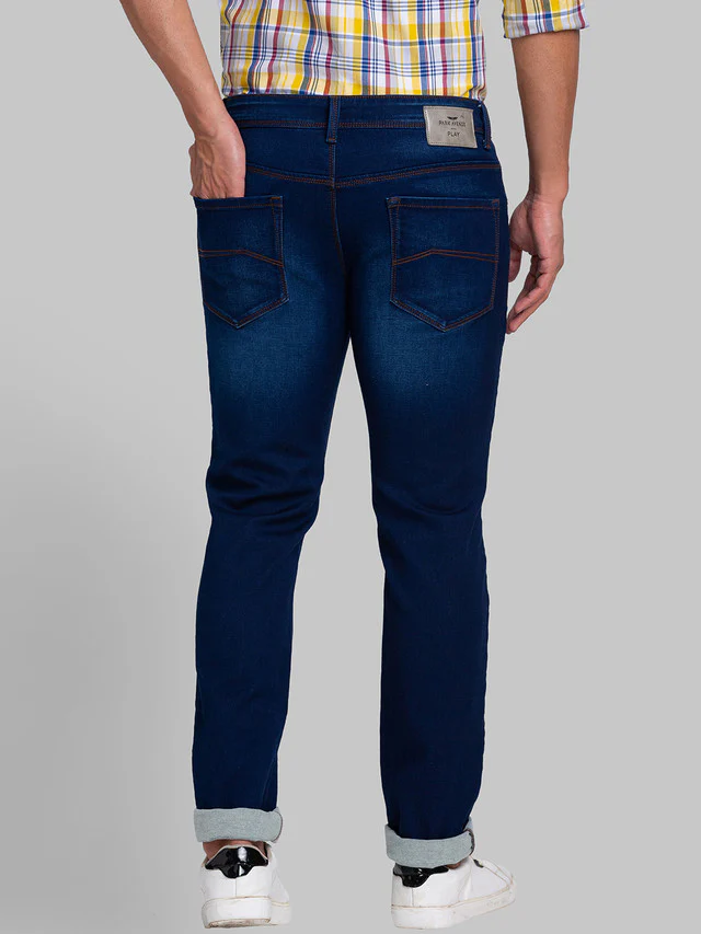 Park Avenue Men Blue Ath Mod Fit Dobby Jeans - Image 4
