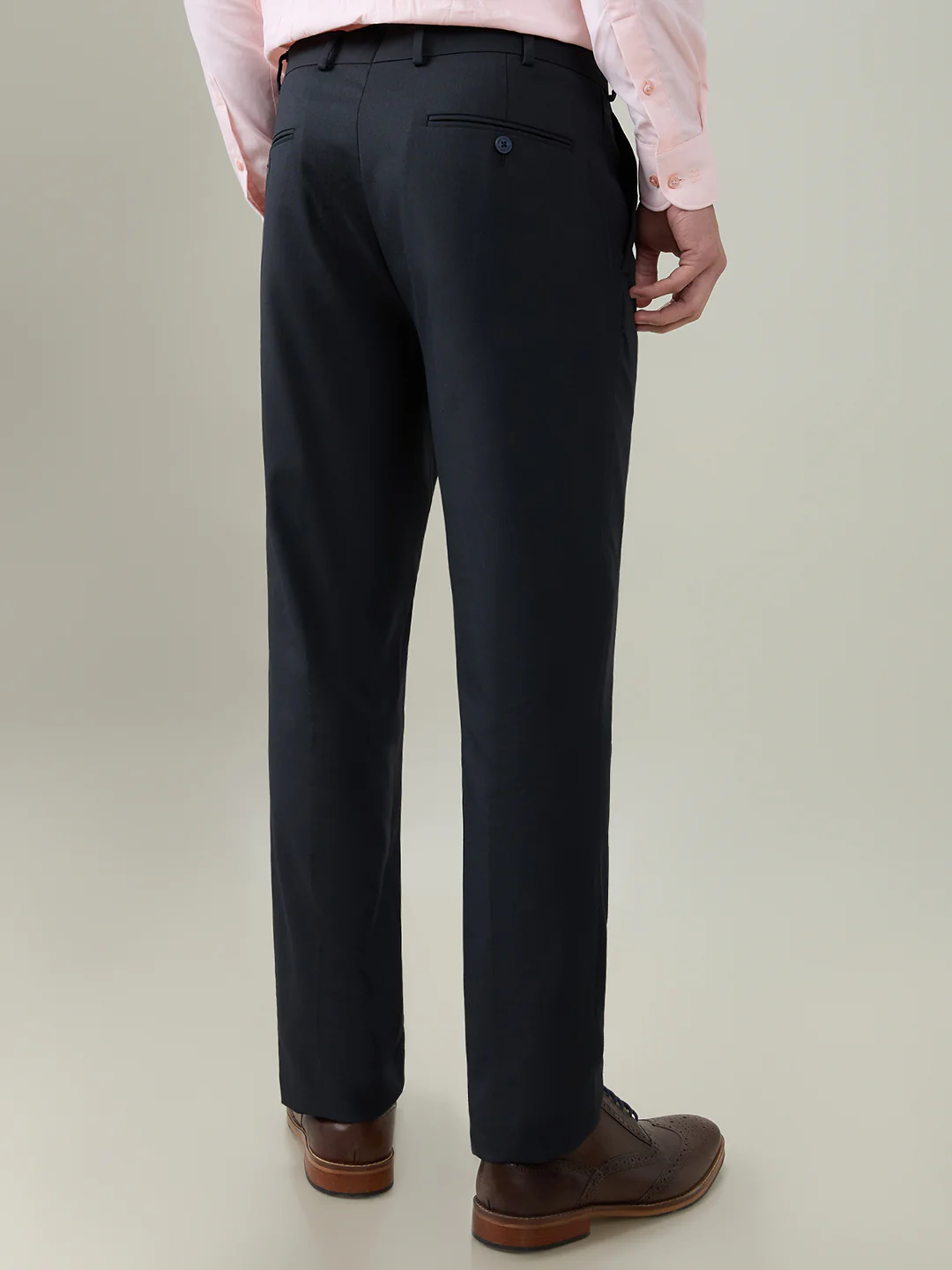 Park Avenue Men Blue Dobby Slim Fit Polyester Blend Trouser - Image 4