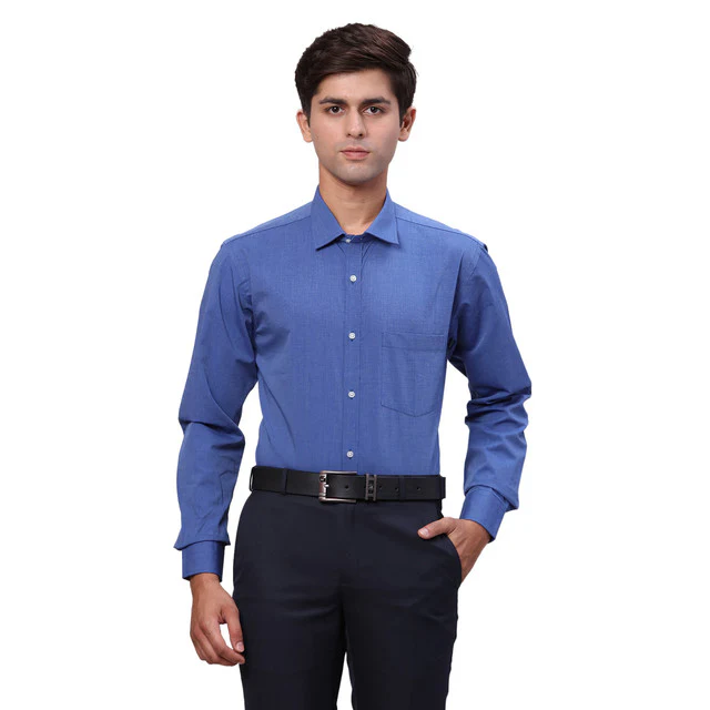 Park Avenue Men Blue Fil-A-Fil Slim Fit Cotton Shirt
