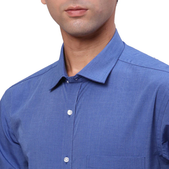 Park Avenue Men Blue Fil-A-Fil Slim Fit Cotton Shirt - Image 6