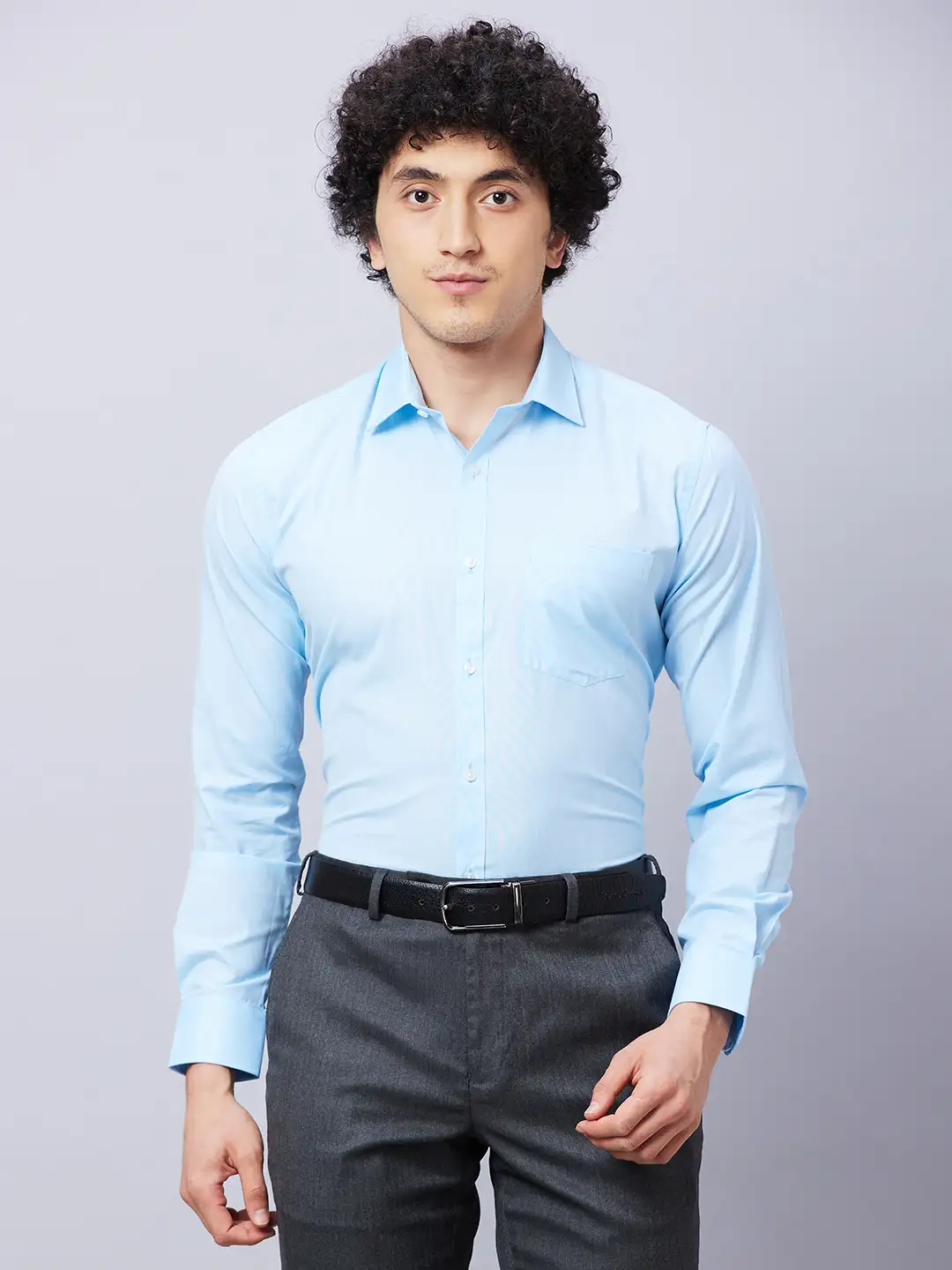 Park Avenue Men Blue Fil-A-Fil Slim Fit Polyester Blend Shirts
