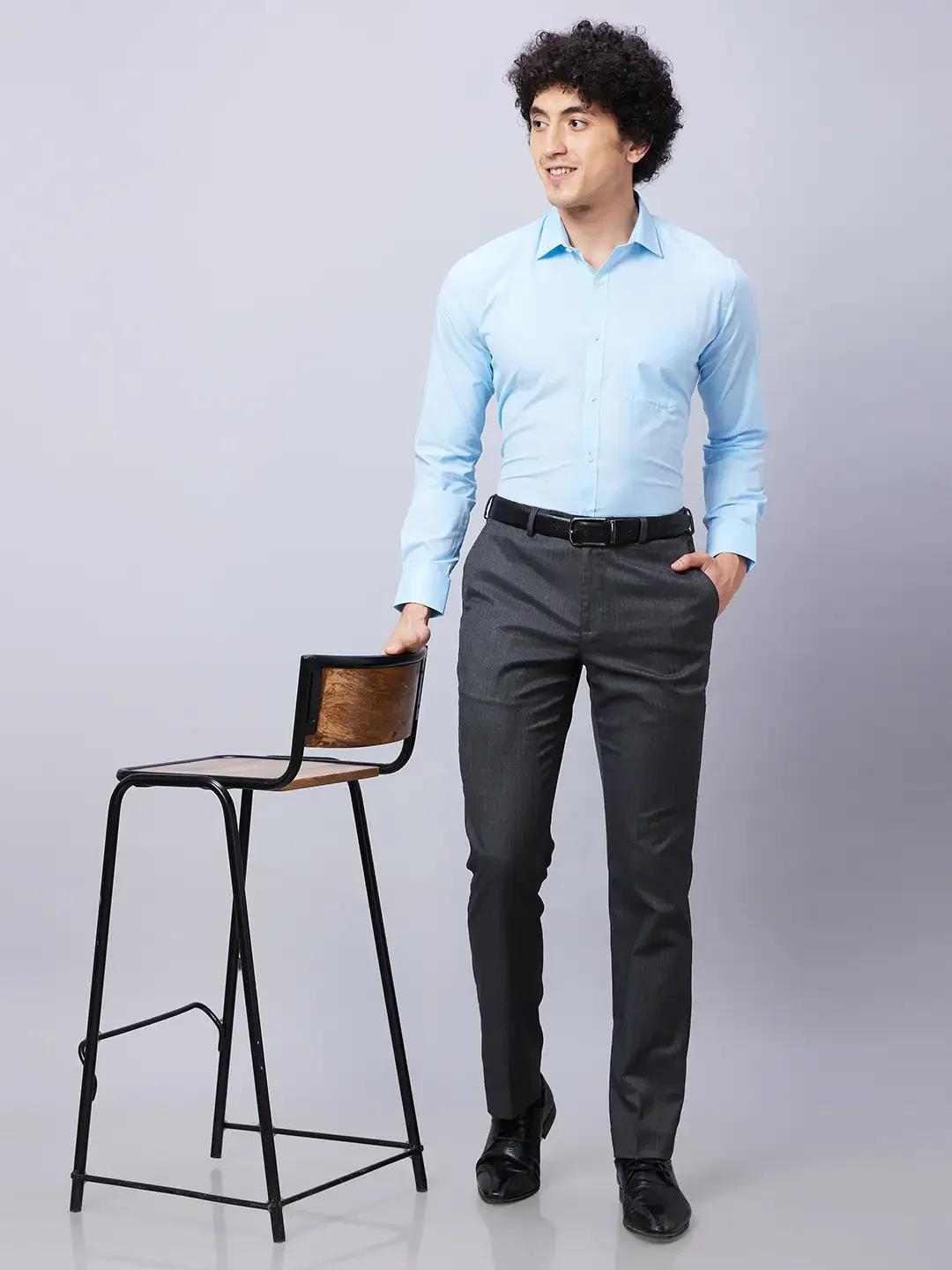 Park Avenue Men Blue Fil-A-Fil Slim Fit Polyester Blend Shirts - Image 6