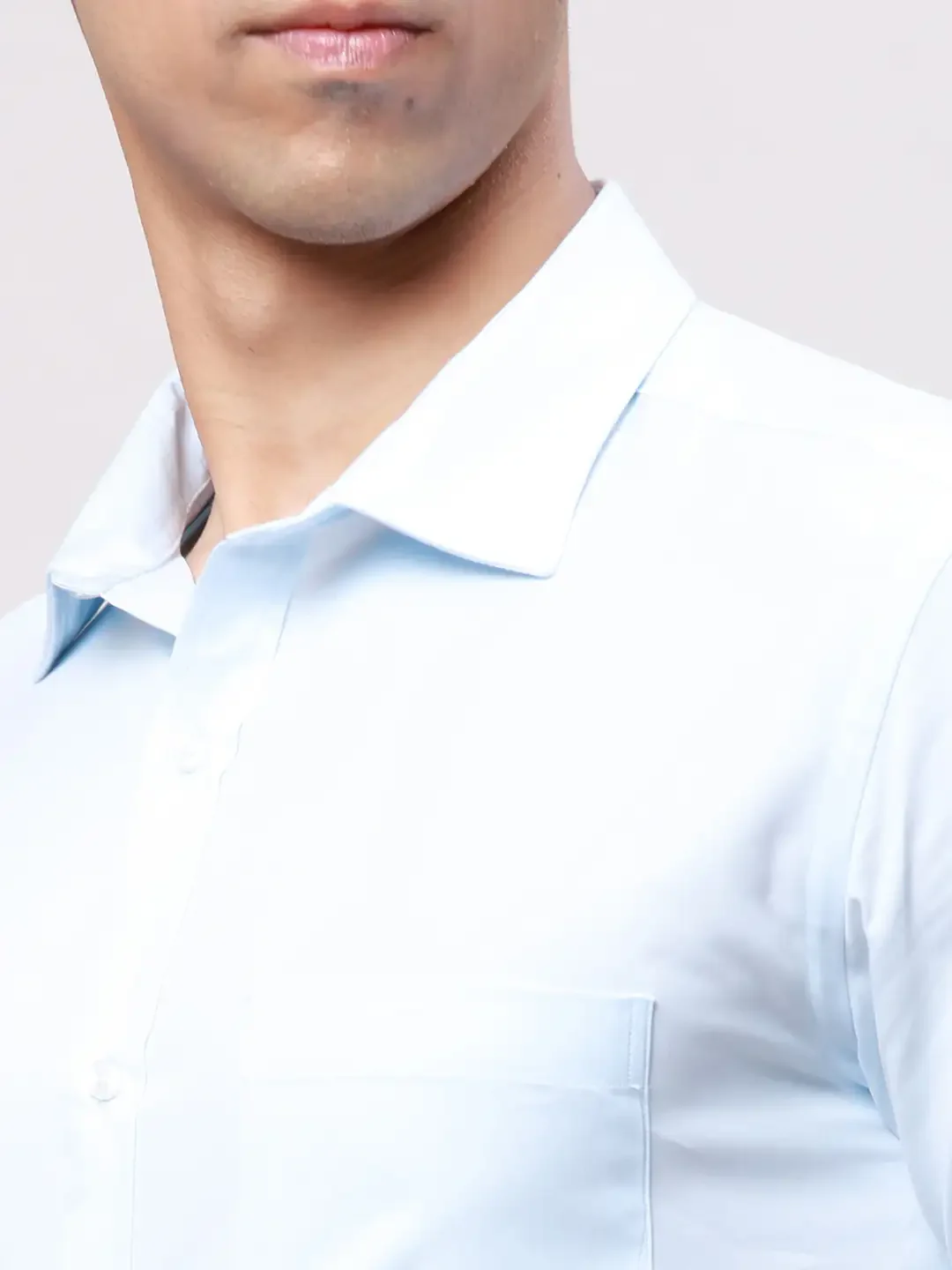Park Avenue Men Blue Herringbone Slim Fit Cotton Blend Shirt - Image 6