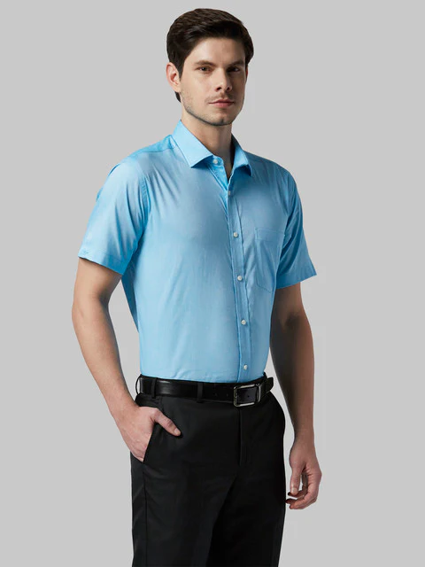 Park Avenue Men Blue Oxford Regular Fit Cotton Shirt - Image 2