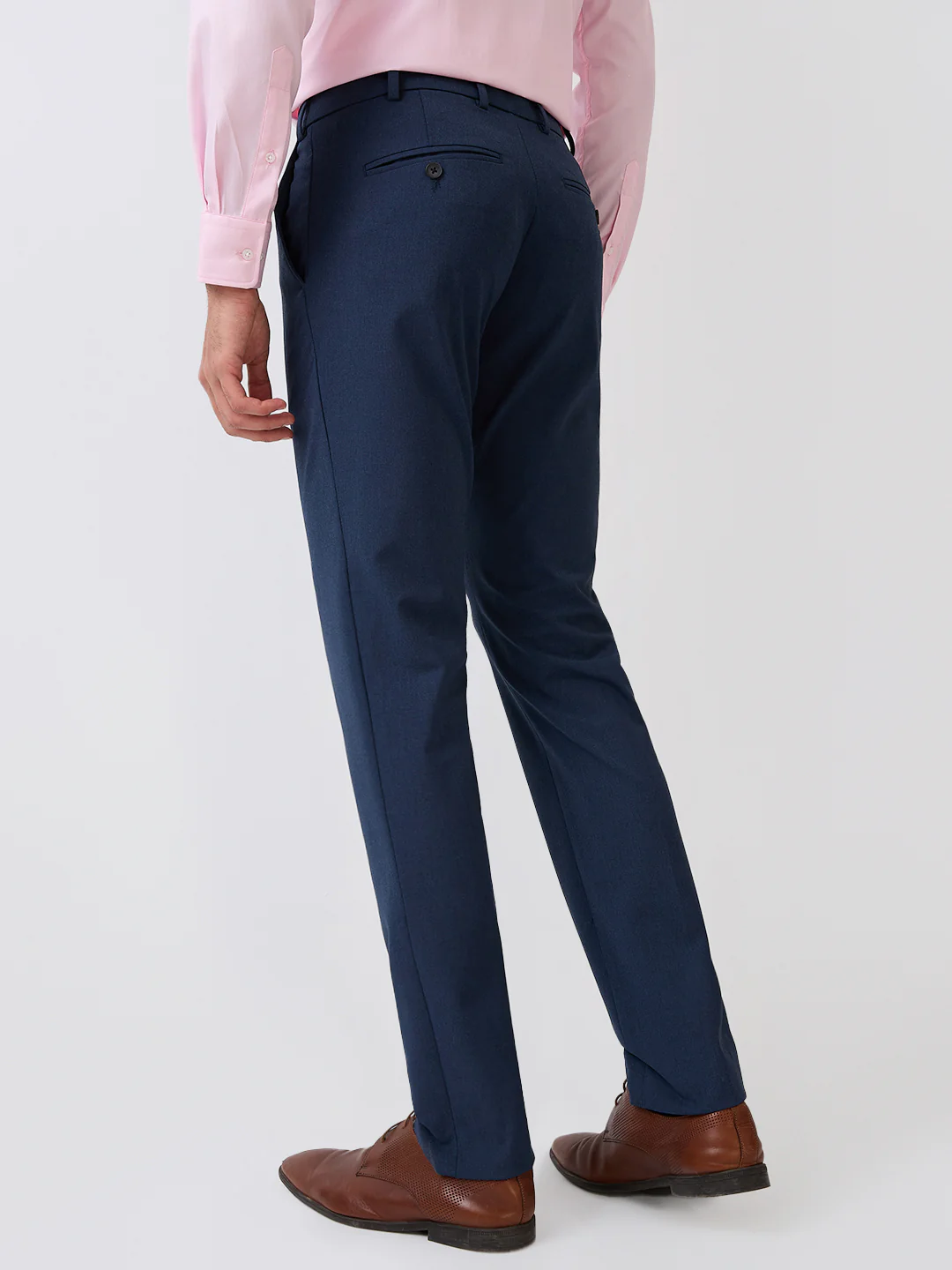 Park Avenue Men Blue Plain Slim Fit Polyester Blend Trouser - Image 4
