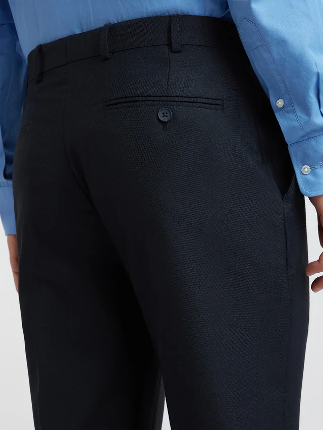 Park Avenue Men Blue Plain Smart Fit Polyester Blend Trouser - Image 7
