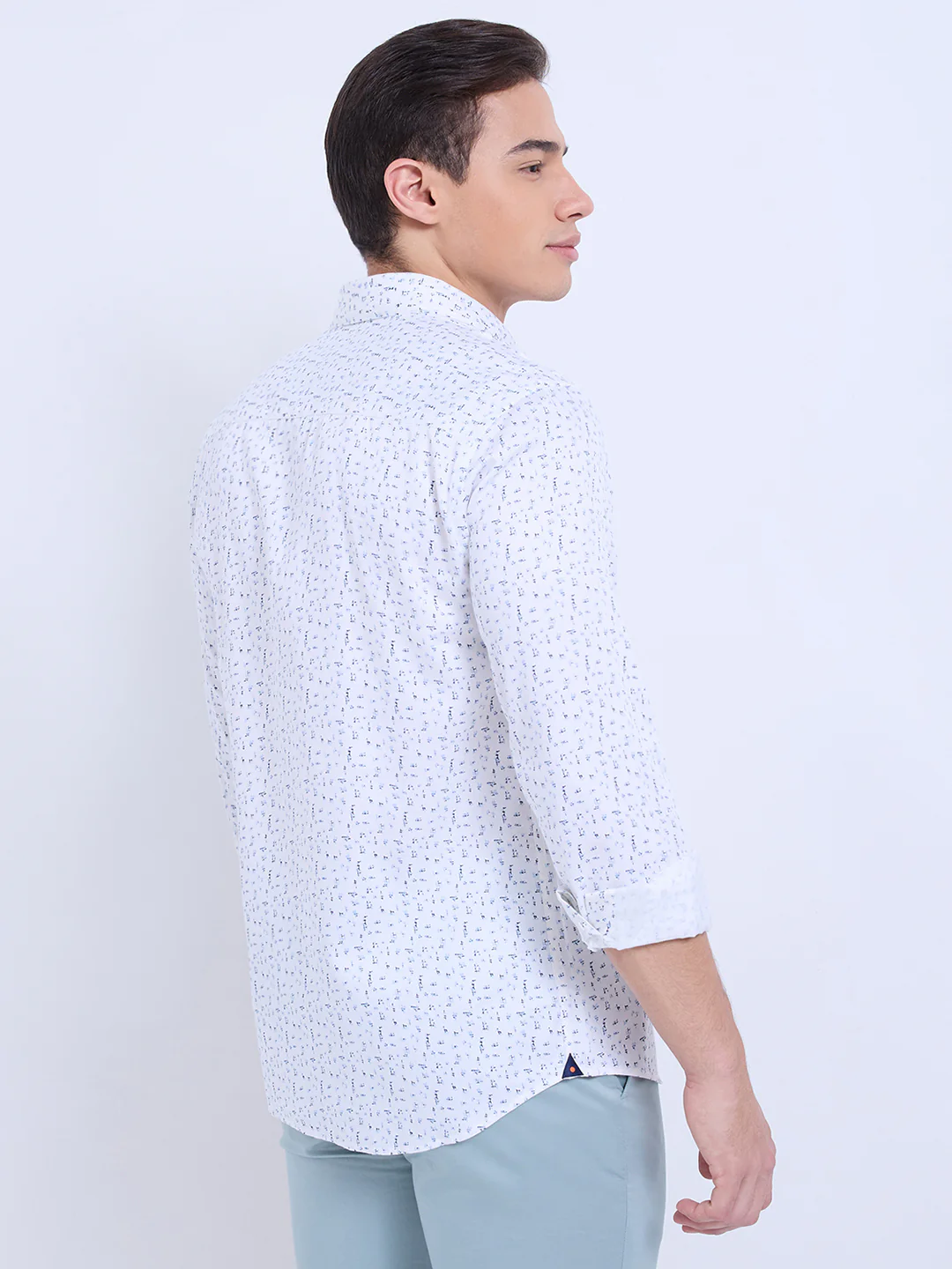 Park Avenue Men Blue Print Slim Fit Cotton Blend Casual Shirt - Image 5