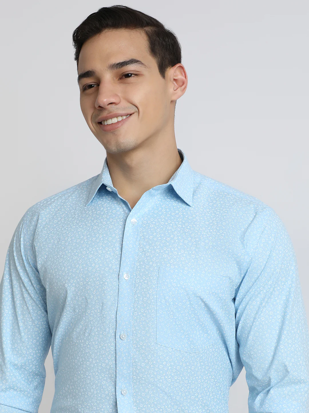 Park Avenue Men Blue Print Slim Fit Cotton Blend Shirt - Image 6