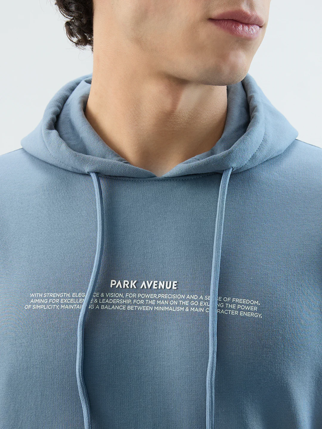 Park Avenue Men Blue Print Slim Fit Cotton Blend Sweatshirt - Image 6