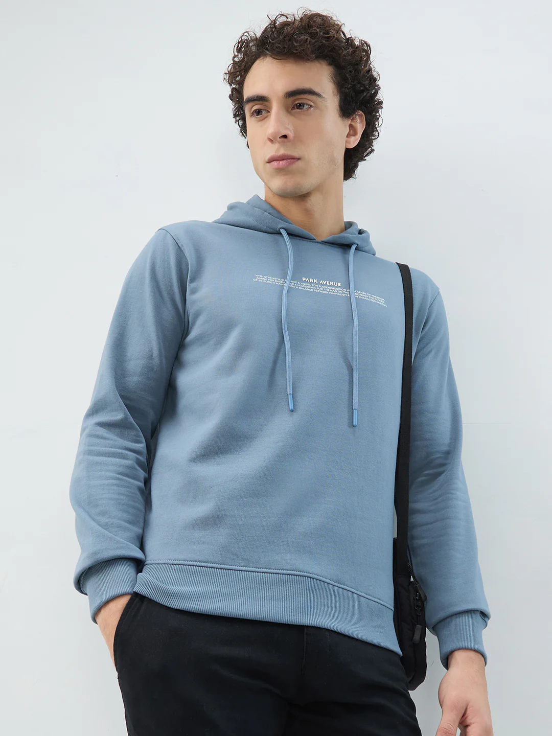 Park Avenue Men Blue Print Slim Fit Cotton Blend Sweatshirt - Image 7