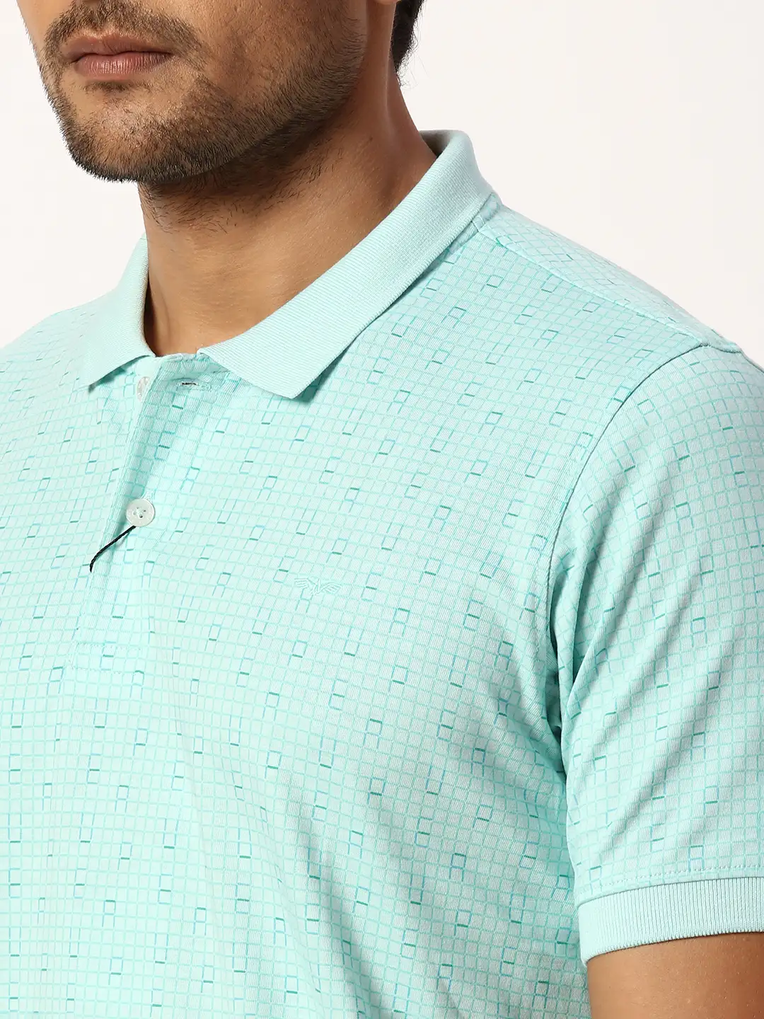 Park Avenue Men Blue Print Slim Fit Cotton Blend T-Shirt - Image 6