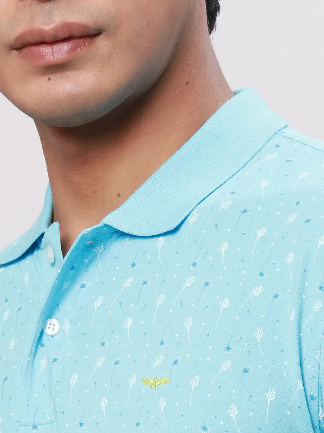 Park Avenue Men Blue Print Slim Fit Cotton Blend T-Shirt - Image 6