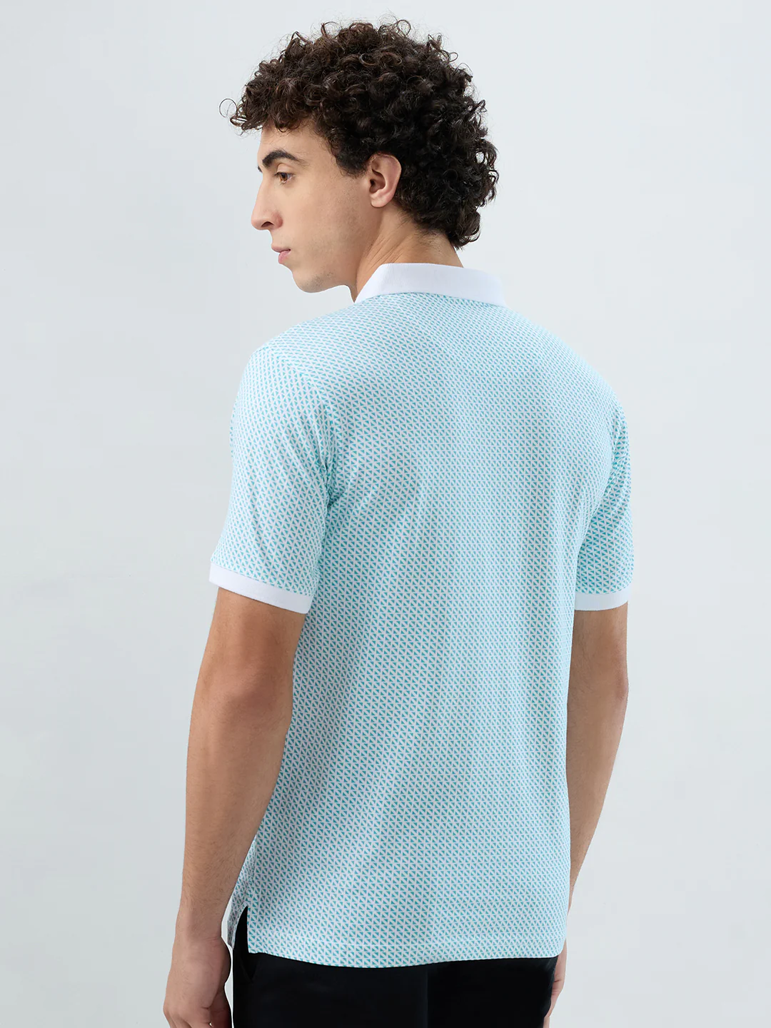 Park Avenue Men Blue Print Slim Fit Cotton Blend T-shirt - Image 4