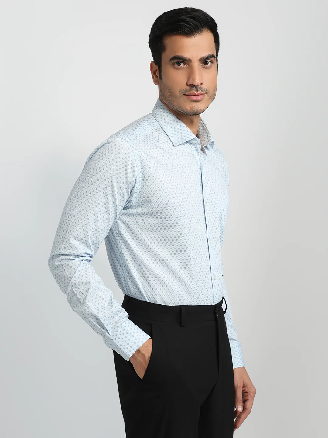 Park Avenue Men Blue Print Slim Fit Cotton Shirt - Image 3