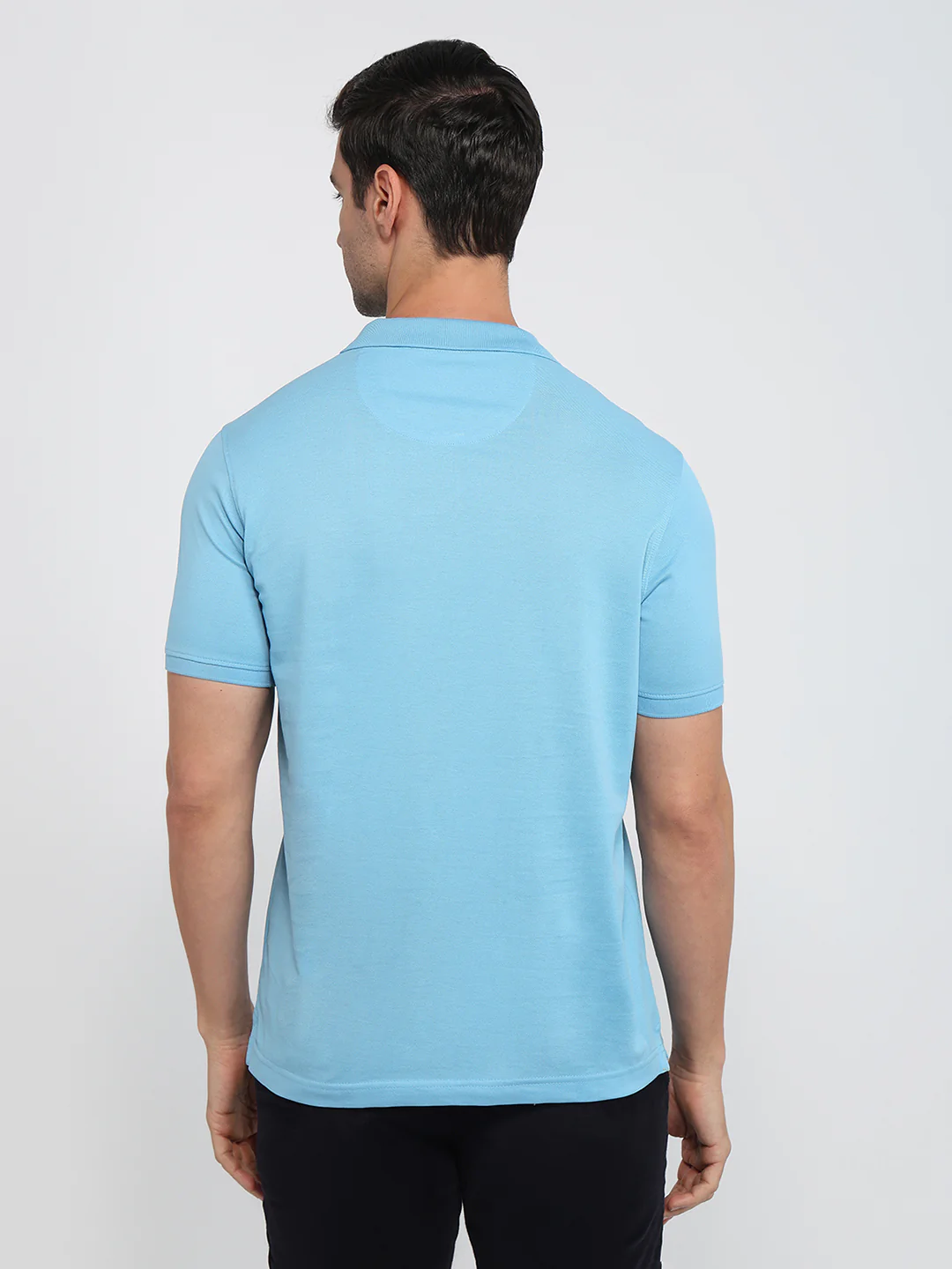 Park Avenue Men Blue Print Slim Fit Cotton T-shirt - Image 4