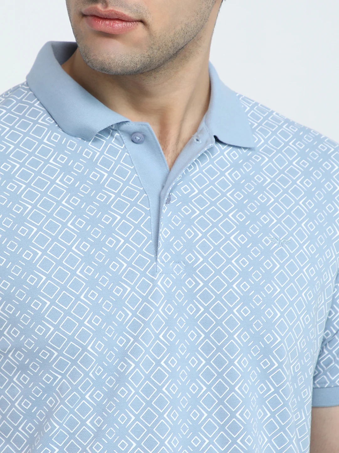 Park Avenue Men Blue Slim Fit Printed Polo Neck Collar T-Shirt - Image 6