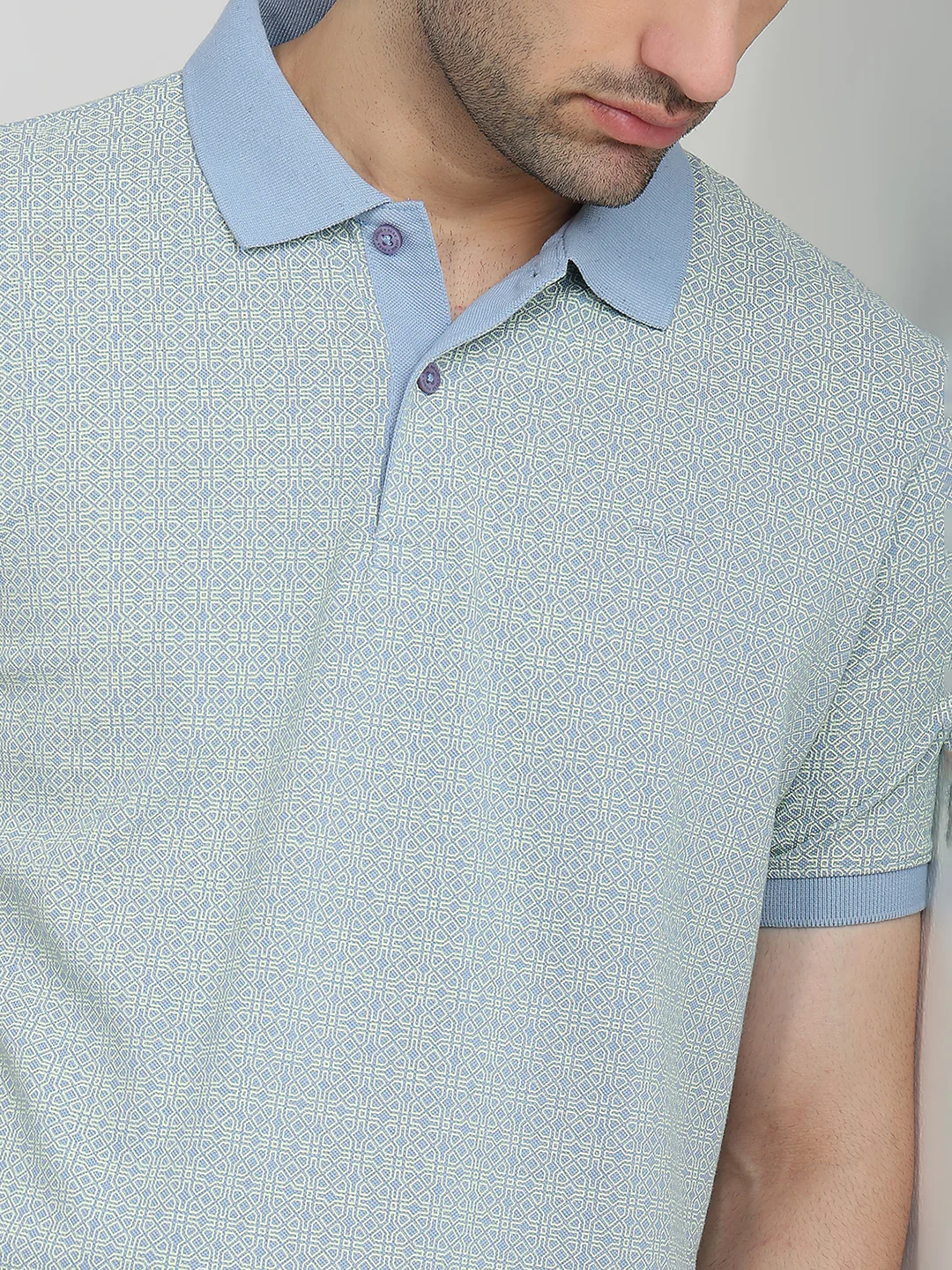 Park Avenue Men Blue Printed Slim Fit Cotton Blend T-Shirt - Image 6