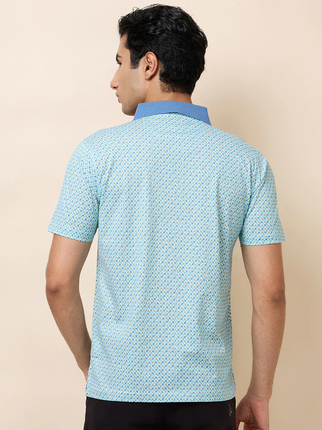 Park Avenue Men Blue Slim Fit Printed Round Neck Collar T-Shirt - Image 3