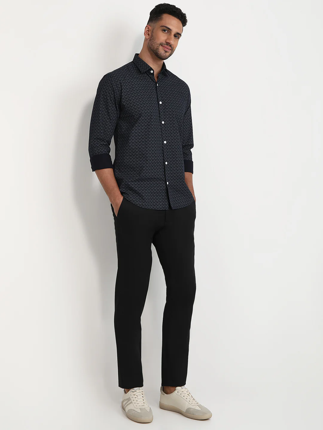 Park Avenue Men Blue Printed Slim Fit Cotton Casual Shirt - Image 5