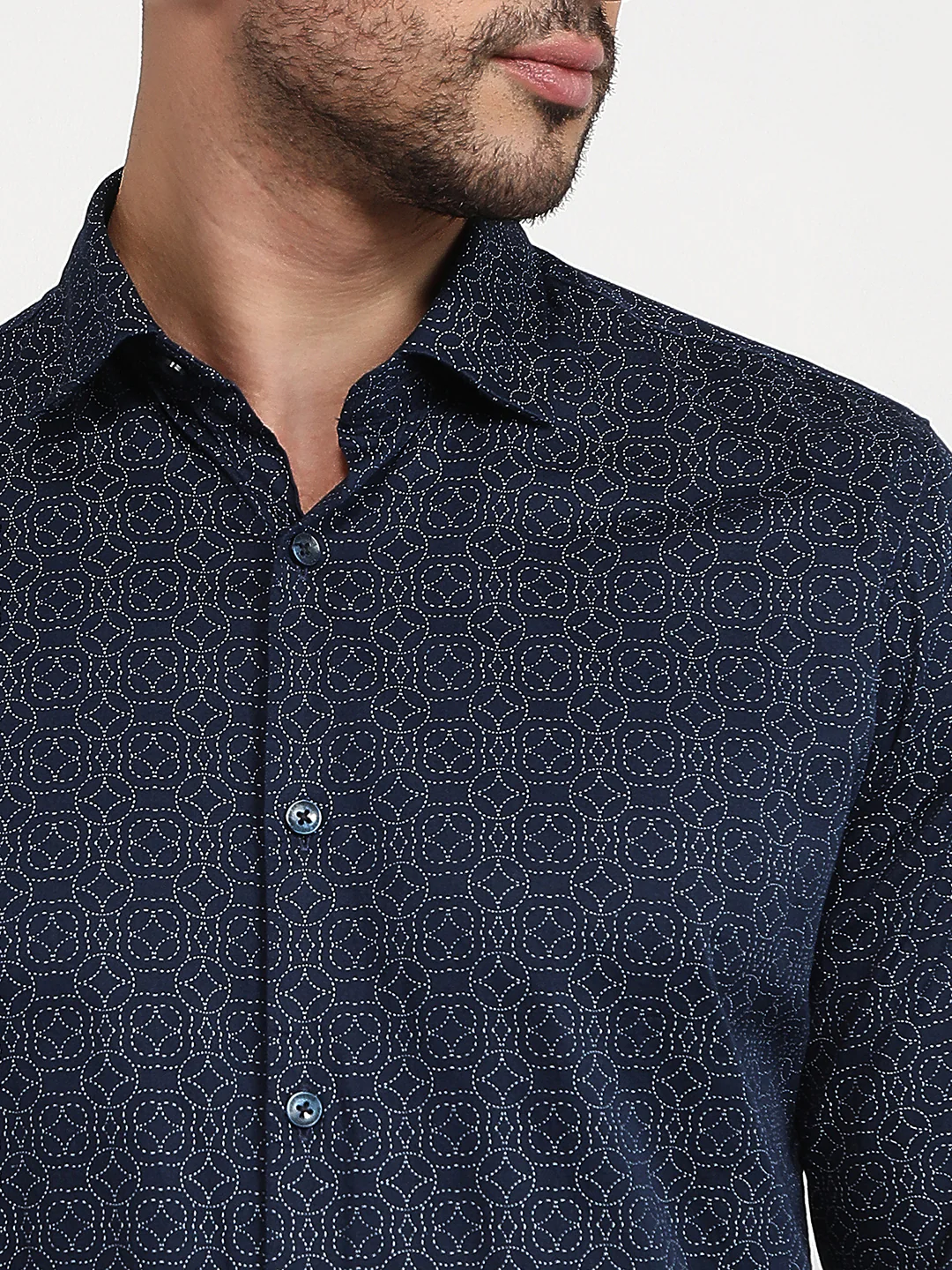 Park Avenue Men Blue Printed Slim Fit Cotton Casual Shirt - Image 6