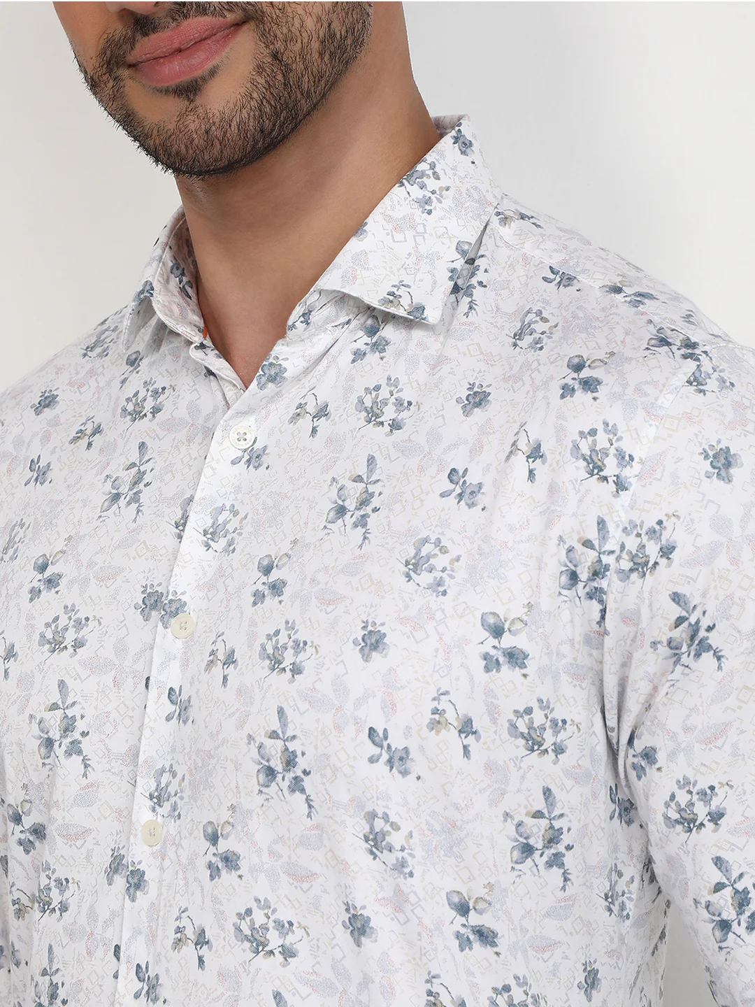 Park Avenue Men Blue Printed Slim Fit Cotton Casual Shirt - Image 6
