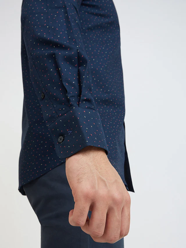 Park Avenue Men Blue Printed Slim Fit Cotton Shirt - Image 7