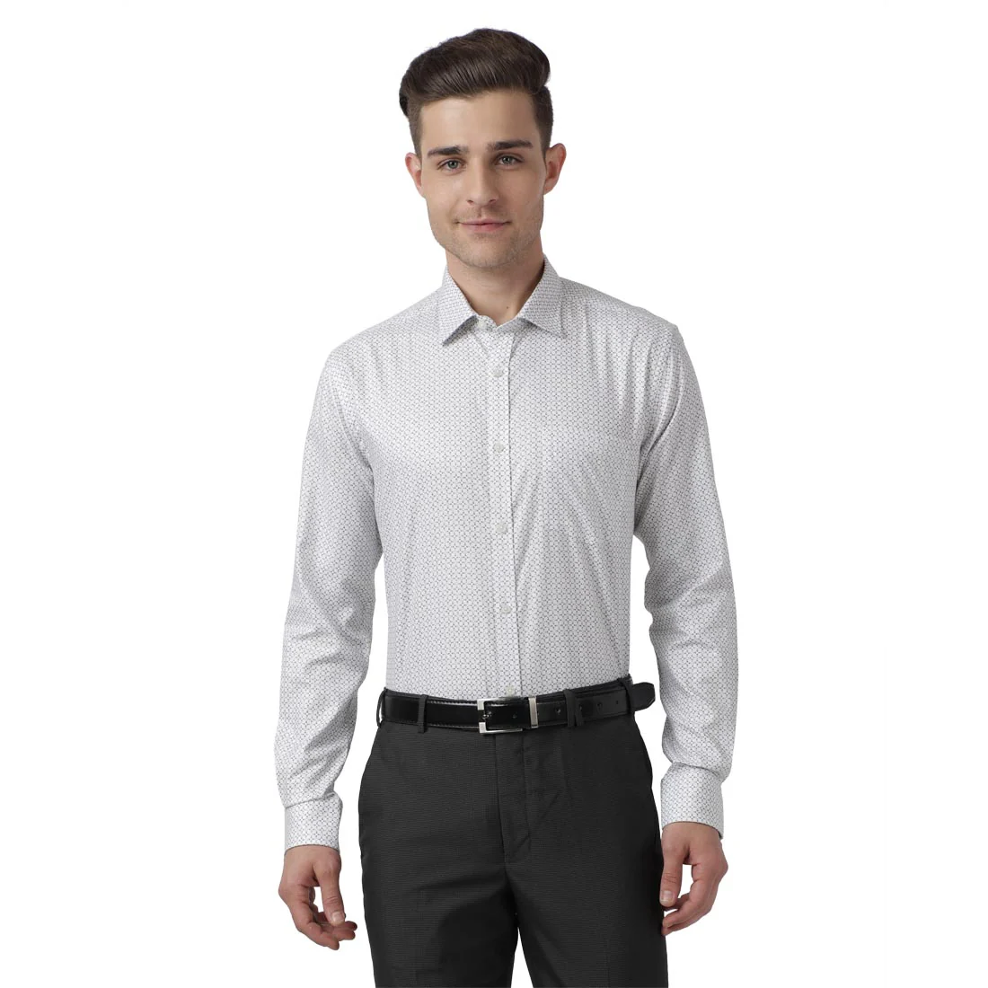 Park Avenue Men Blue Printed Slim Fit Cotton Shirt