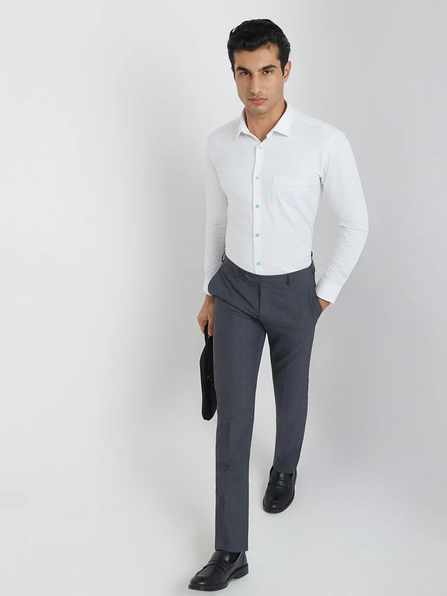 Park Avenue Men White Printed Slim Fit Cotton Blend Formal Shirt - Image 5