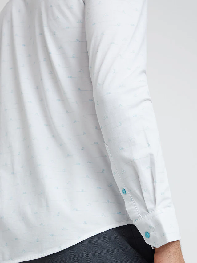 Park Avenue Men White Printed Slim Fit Cotton Blend Formal Shirt - Image 7
