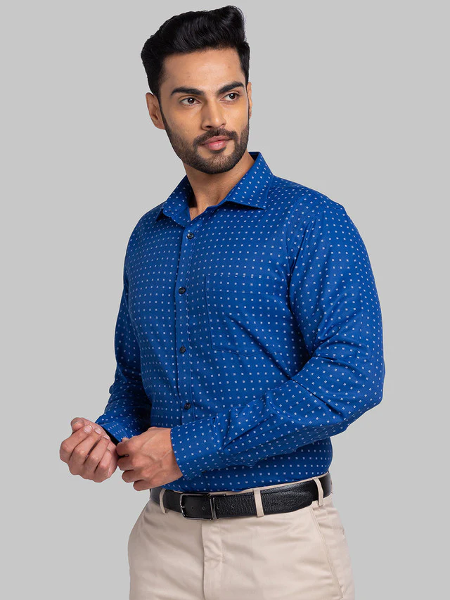 Park Avenue Men Blue Slim Fit Printed Formal Shirt - Image 3