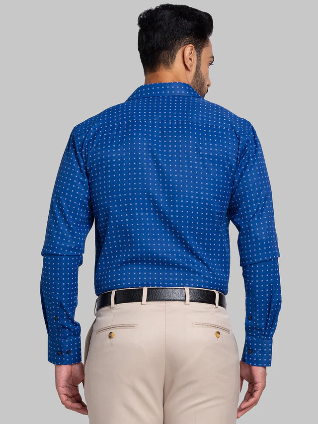 Park Avenue Men Blue Slim Fit Printed Formal Shirt - Image 4
