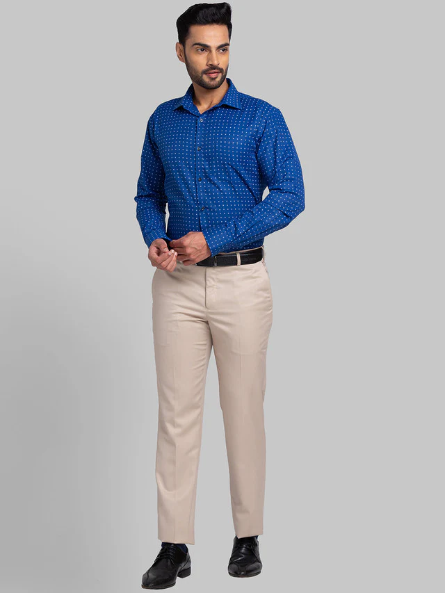 Park Avenue Men Blue Slim Fit Printed Formal Shirt - Image 5