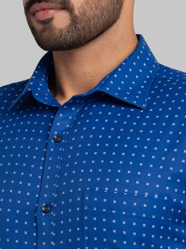 Park Avenue Men Blue Slim Fit Printed Formal Shirt - Image 6