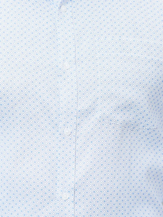 Park Avenue Men Blue Printed Slim Fit Full Sleeve Semi Cut Away Collar Shirt - Image 7