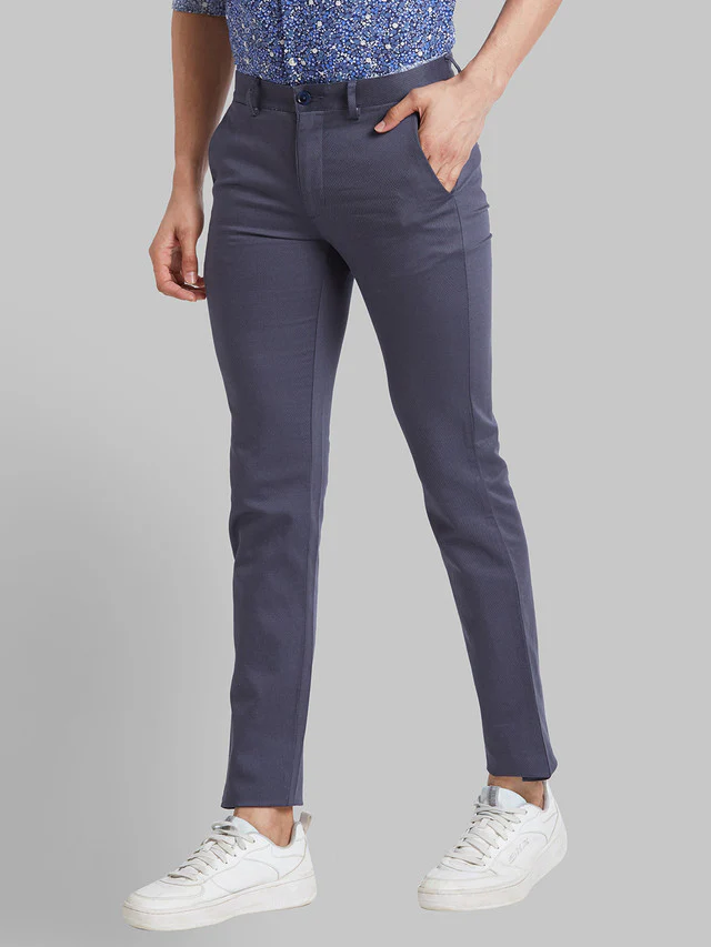 Park Avenue Men Blue Printed Super Slim Fit Trouser - Image 3