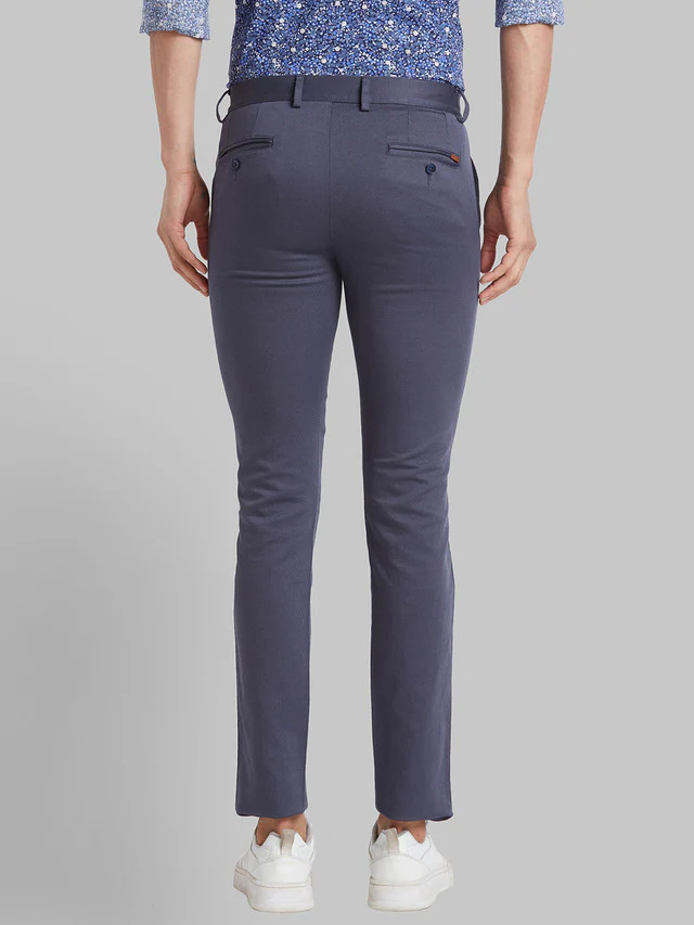 Park Avenue Men Blue Printed Super Slim Fit Trouser - Image 4