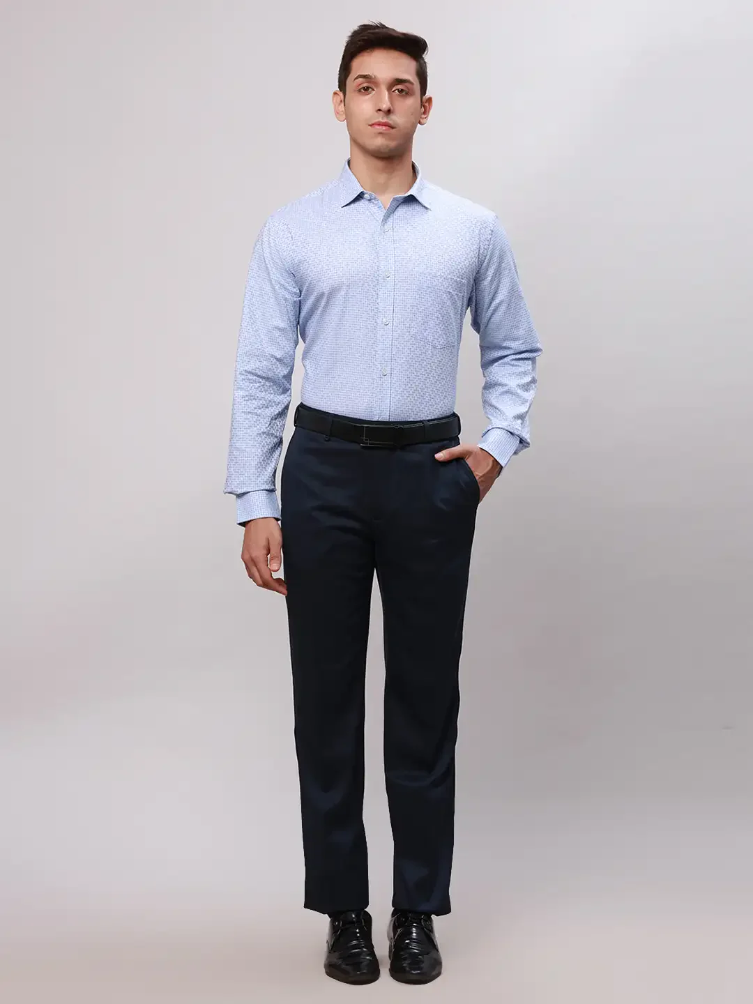 Park Avenue Men Blue Regular Fit Checks Cotton Full Sleeve Ainsley Collar Shirts - Image 5