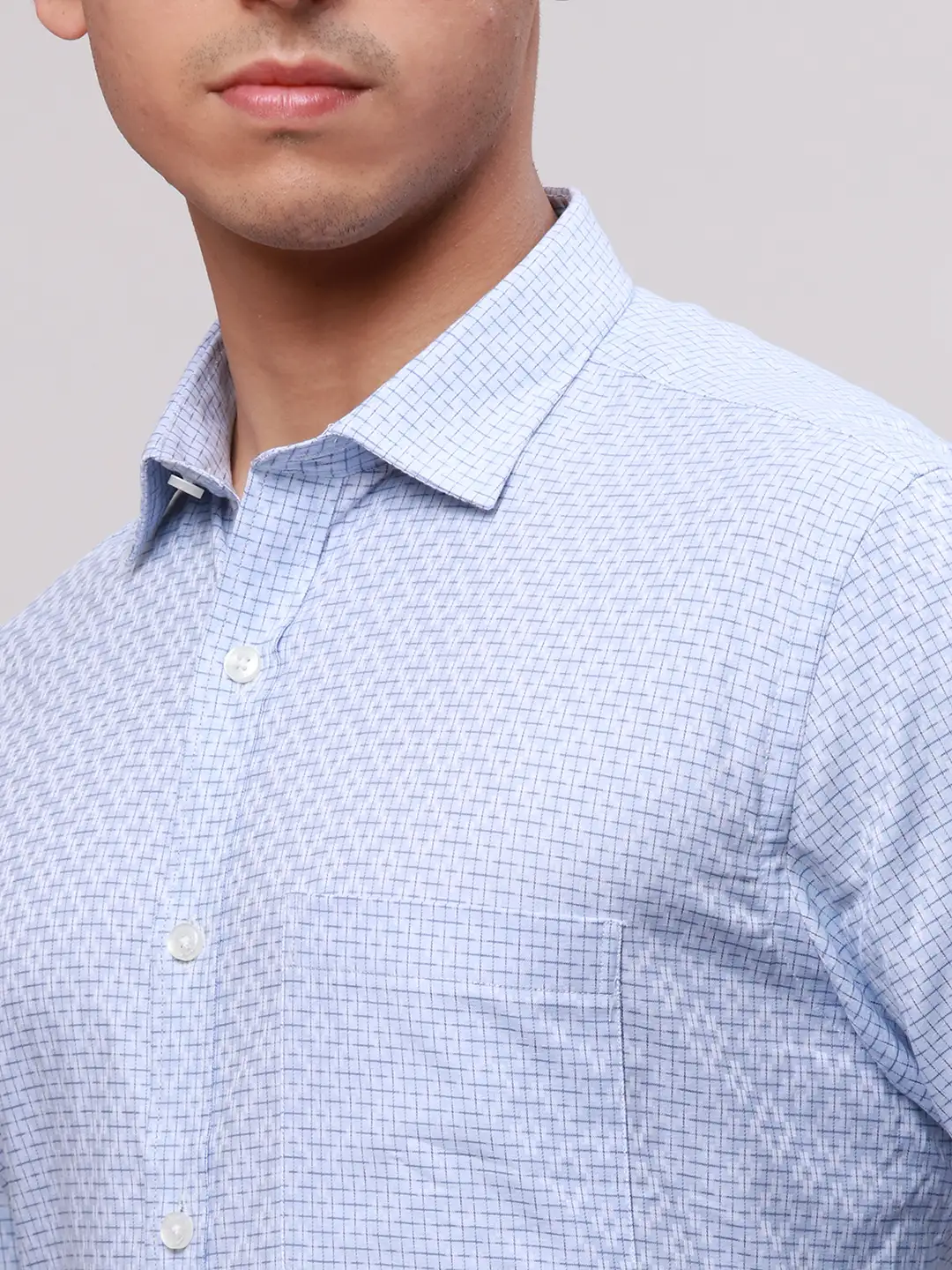 Park Avenue Men Blue Regular Fit Checks Cotton Full Sleeve Ainsley Collar Shirts - Image 6