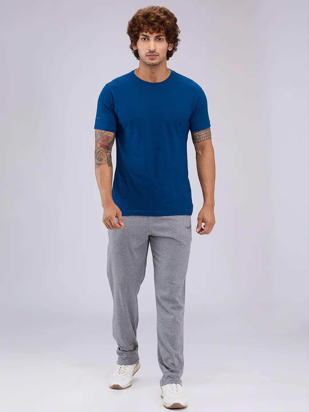 Park Avenue Men Blue Regular Fit Cotton T-Shirt - Image 5