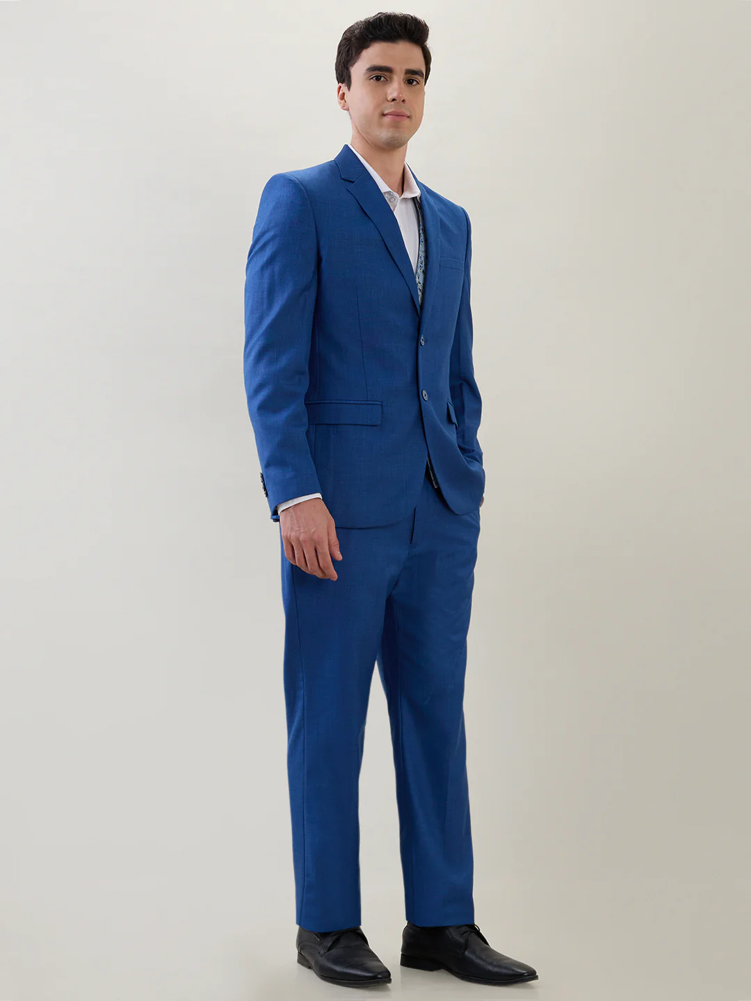 Park Avenue Men Blue Regular Fit Solid Suit - Image 3