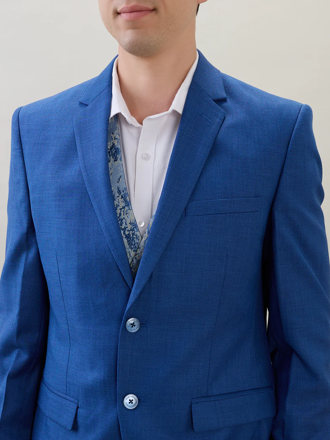Park Avenue Men Blue Regular Fit Solid Suit - Image 6