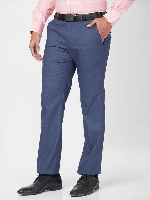 Park Avenue Men Blue Regular Fit Solid Trouser - Image 3